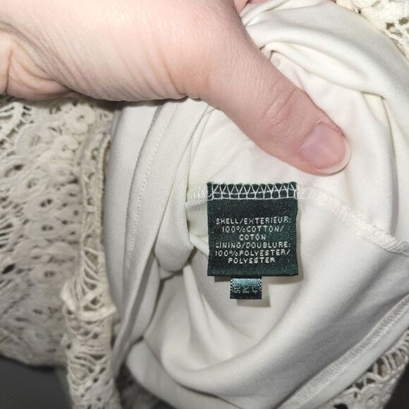 Ralph Lauren Cream Allover Lace Dress Large - Picture 4 of 8